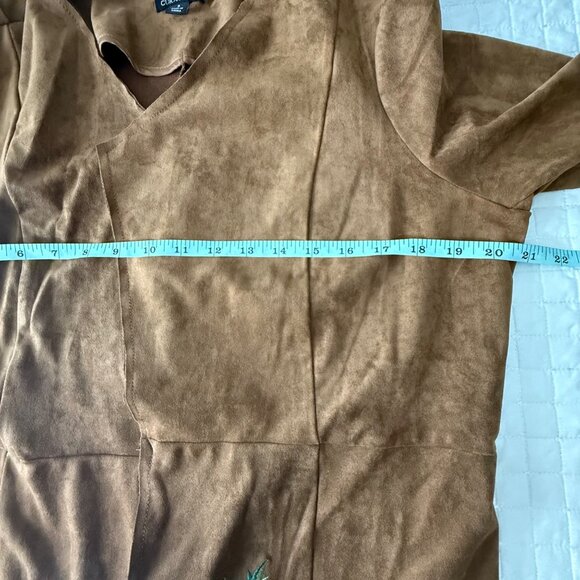 Curations Embroidered Open Front Suede Feel Jacket S Brown - Picture 8 of 10